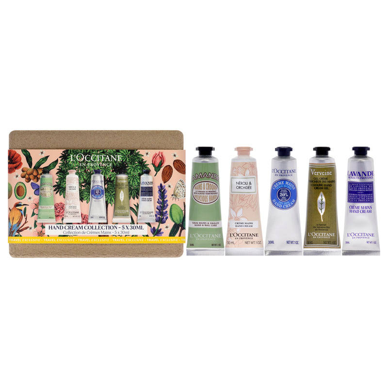 L'Occitane En Provence Hand Cream Collection by LOccitane for Women - 5 Pc 1oz Hand Cream - Shea, 1oz Hand Cream - Lavender, 1oz Cool Hand Cream Gel - Verbena, 1oz Hand Cream - Neroli and Orchidee , 1oz Delicious Hand Cream - Almond