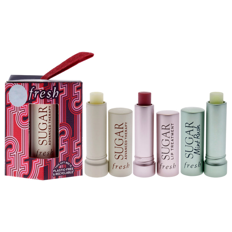 Fresh Tint and Treat Lip Care Kit by Fresh for Women - 3 Pc 0.07oz Sugar Tinted Lip Balm - Rose, 0.07oz Sugar Freshening Lip Treatment - Mint Rush, 0.07oz Sugar Advanced Therapy Treatment Lip Balm