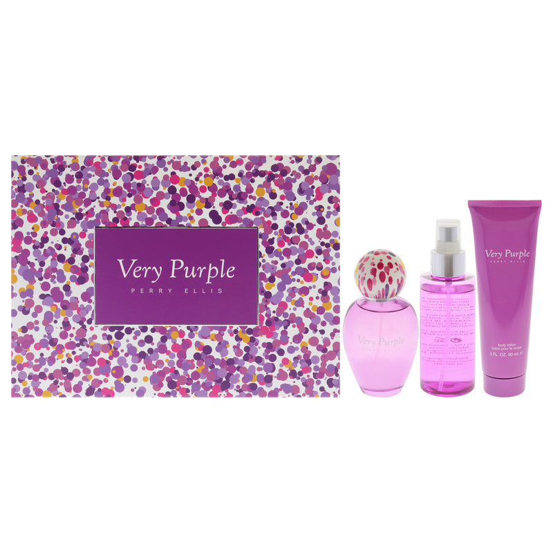 Perry Ellis Perry Ellis Very Purple by Perry Ellis for Women - 3 Pc Gift Set 3.4oz EDP Spray, 3oz Body Lotion, 4oz Body Mist