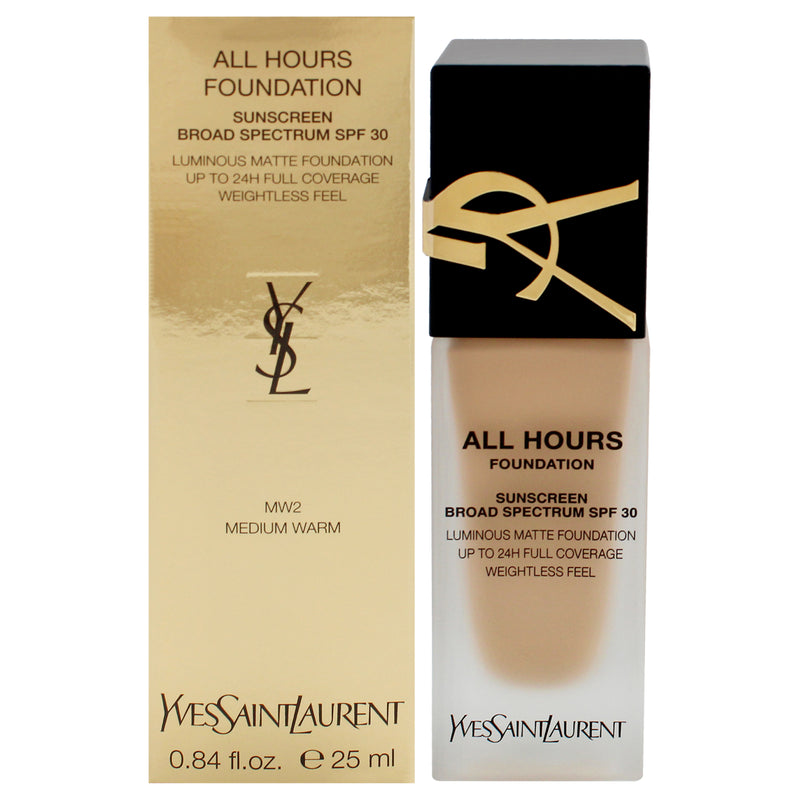 Yves Saint Laurent All hours Foundation SPF 30 - MW2 Medium Warm by Yves Saint Laurent for Women - 0.84 oz Foundation