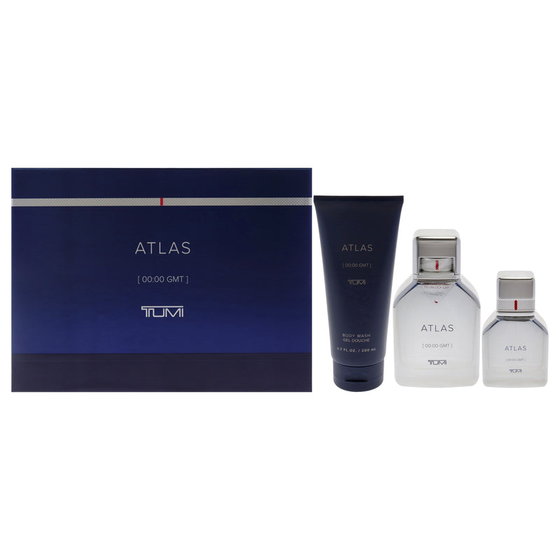 Tumi Atlas by Tumi for Men - 3 Pc Gift Set 3.4oz EDP Spray, 1oz EDP Spray, 6.7oz Body Wash