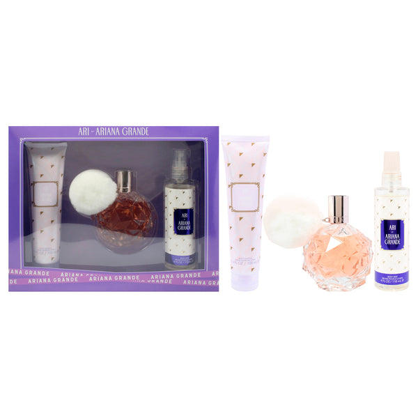 Ariana Grande Ari by Ariana Grande for Women - 3 Pc Gift Set 3.4oz EDP Spray, 3.4oz Body Souffle, 4oz Body Mist