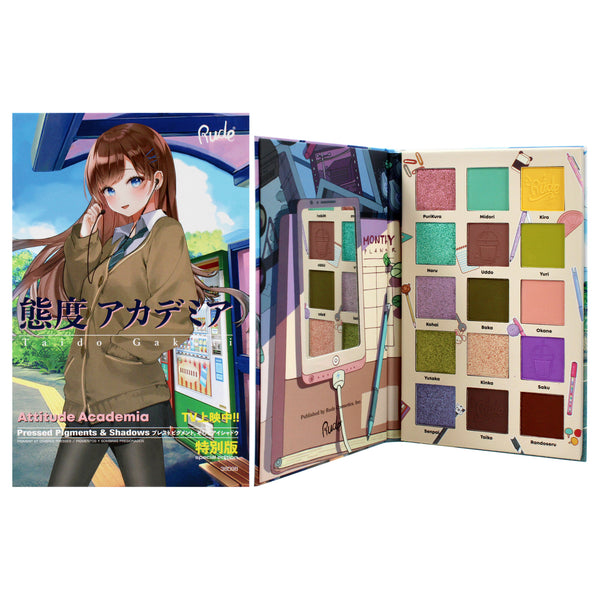 Rude Cosmetics Manga Collection Pressed Pigments and Shadows Palette - Attitude Academia by Rude Cosmetics for Women - 0.77 oz Palette