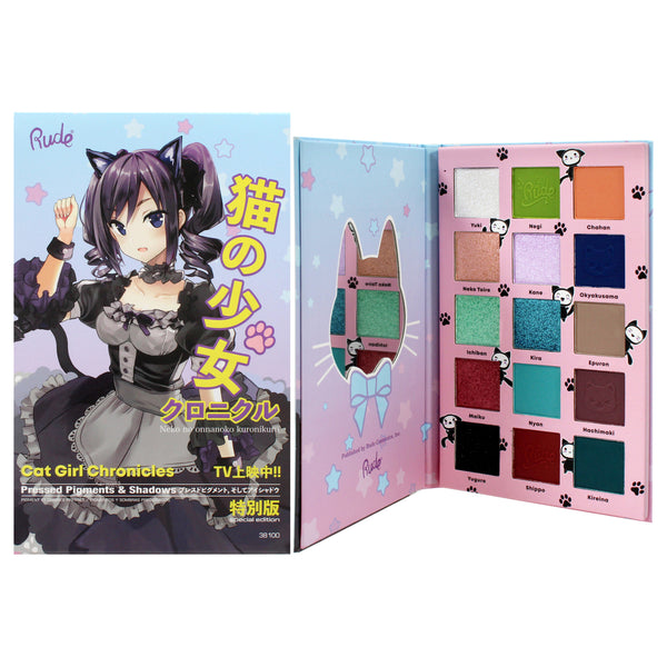 Rude Cosmetics Manga Collection Pressed Pigments and Shadows Palette - Cat Girl Chronicles by Rude Cosmetics for Women - 0.77 oz Palette