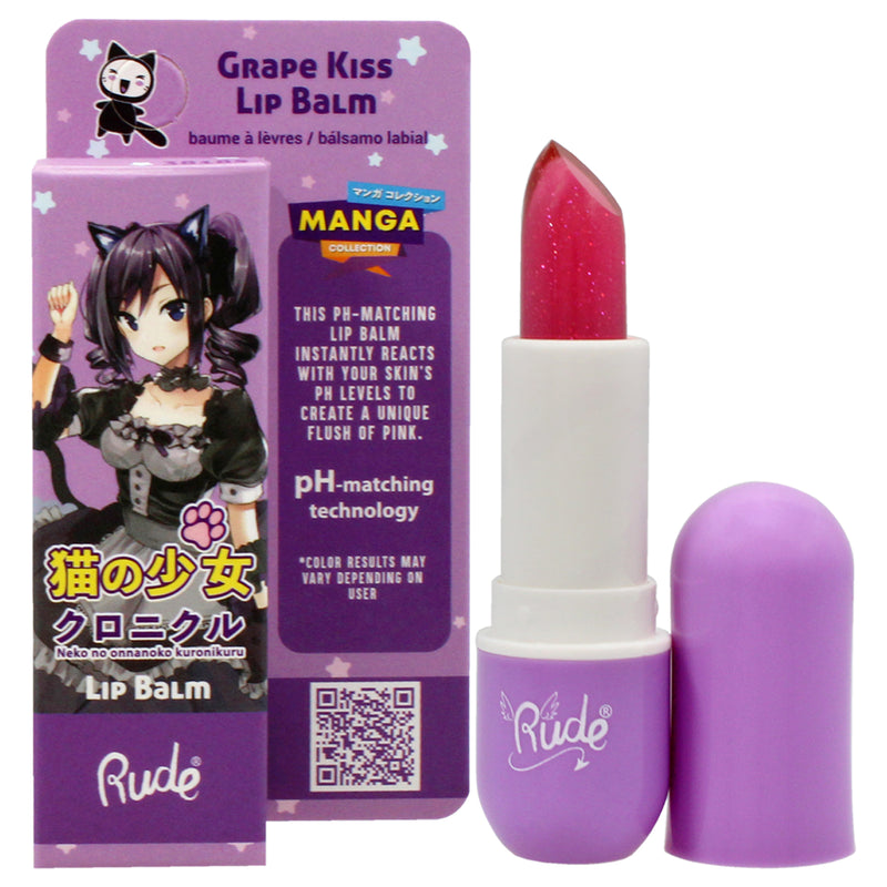 Rude Cosmetics Manga Collection Lip Balm - Grape Kiss by Rude Cosmetics for Women - 0.123 oz Lip Balm