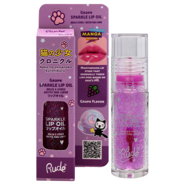 Rude Cosmetics Manga Collection Sparkle Lip Oil - Grape by Rude Cosmetics for Women 0.14oz Lip Oil