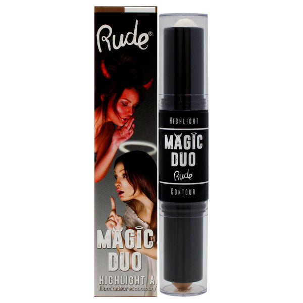 Rude Cosmetics Magic Duo Highlight and Contour - Light by Rude Cosmetics for Women - 2 x 0.15 oz Highlight and Contour