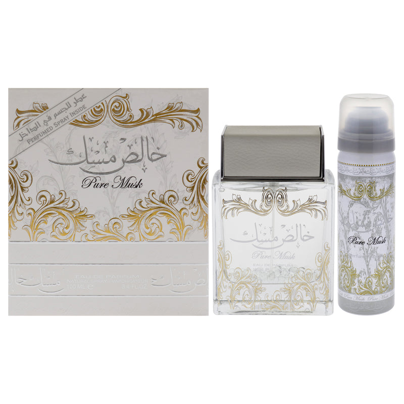 Lattafa Pure Musk by Lattafa for Unisex - 2 Pc Gift Set 3.4oz EDP Spray, 1.7oz Perfumed Spray