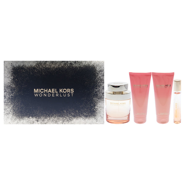 Michael Kors Wonderlust by Michael Kors for Women - 4 Pc Gift Set 3.4oz EDP Spray, 0.33 oz EDP Spray, 3.4oz Body Lotion, 3.4oz Shower Gel
