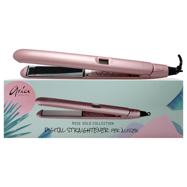 Aria Beauty Digital Hair Straightener - Rose Gold by Aria Beauty for Women - 1 Inch Flat Iron