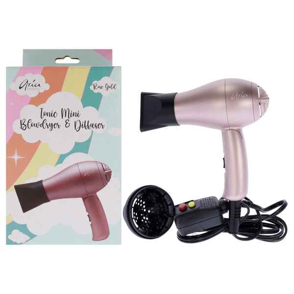 Aria Beauty Tonic Mini Blowdryer and Diffuser - Rose Gold by Aria Beauty for Women - 1 Pc Hair Dryer