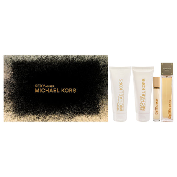 Michael Kors Sexy Amber by Michael Kors for Women - 4 Pc Gift Set 3.4oz EDP Spray, 0.33oz EDP Spray 3.4oz Body Lotion, 3.4oz Shower Gel