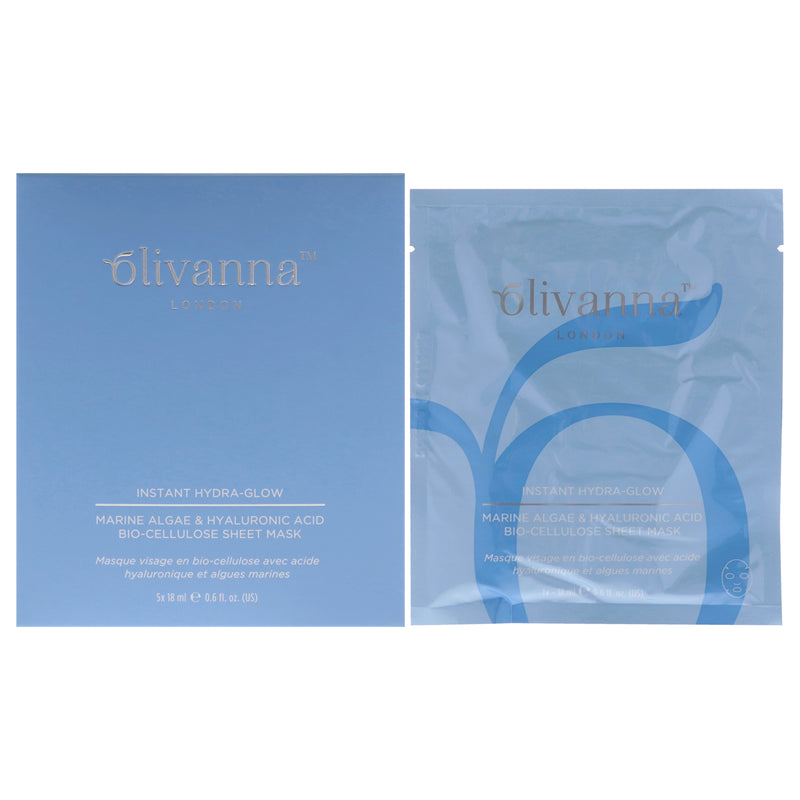 Olivanna Instant Hydra-Glow Marine Algae And Hyaluronic Acid Bio-Cellulose Sheet Mask by Olivanna for Women - 5 x 0.6 oz Mask