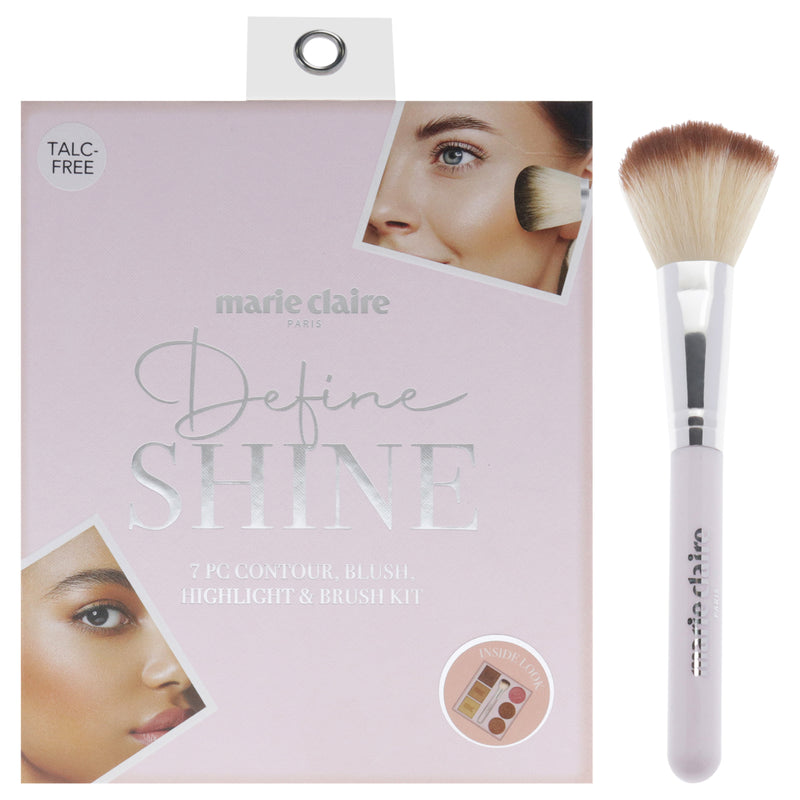 Define Shine Face Palette by Marie Claire for Women - 7 Pc 0.19oz Blush, 2 x 0.19oz Highlighters, 3 x 0.26oz Contour, Contour Brush