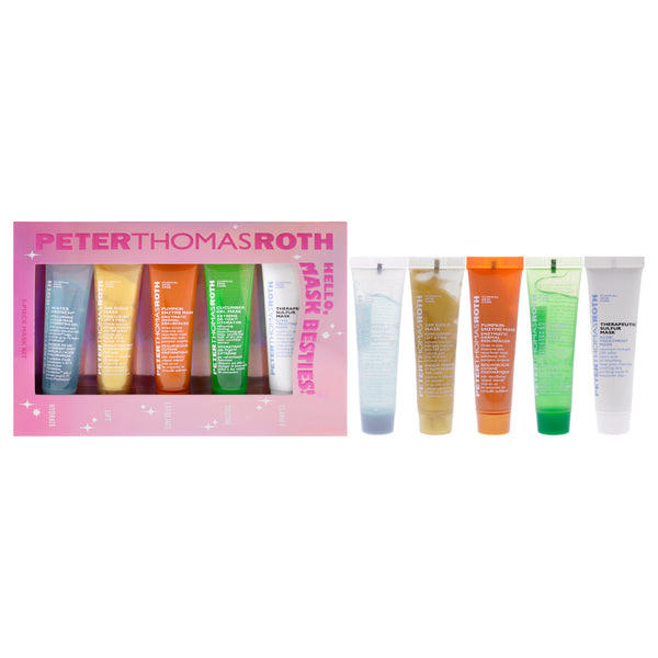 Peter Thomas Roth Hello Mask Besties by Peter Thomas Roth for Women - 5 Pc oz 0.47oz Therapeutic Sulfur Mask Acne Treatment Mask, 0.47oz Cucumber Gel Mask Extreme De-Tox Hydrator, 0.47oz Pumpkin Enzyme Mask Enzymatic Dermal Resurfacer, 0.47oz 24K Gold Mas