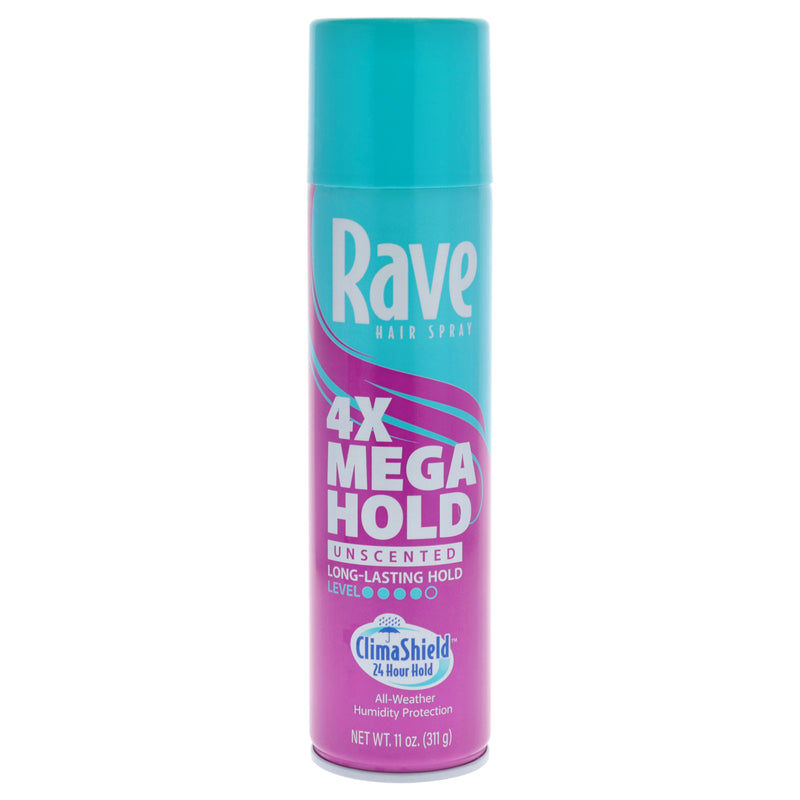 Rave 4X Mega Hold Hairspray - Unscented by Rave for Unisex - 11 oz Hair Spray