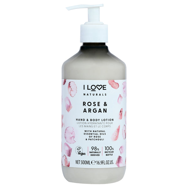 I Love Cosmetics Naturals Hand and Body Lotion - Rose and Argan by I Love Cosmetics for Women - 16.9 oz Body Lotion