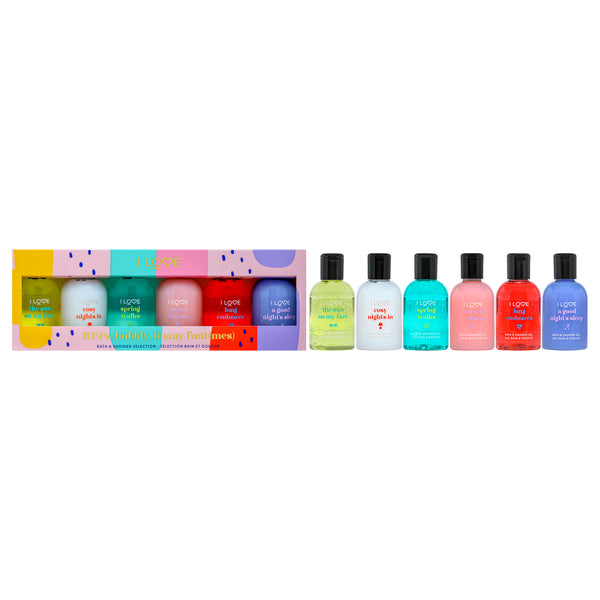 I Love Cosmetics B.F.Fs Bubly, Foamy and Funtimes Bath And Shower Gel Collection by I Love Cosmetics for Women - 6 Pc 3.4oz Bath and Shower Gel - The Sun On My Face, 0.34oz Bath and Shower Gel - Cosy Nights In, 3.4oz Bath and Shower Gel - Spring Walks, 0.