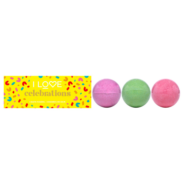 I Love Cosmetics Celebrations Bath Fizzer Pack by I Love Cosmetics for Women - 3 x 5.30 oz Bath Bombs