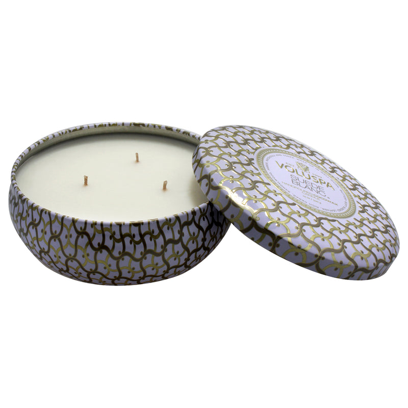 Voluspa 3 Wick Tin Candle - Suede Blanc by Voluspa for Unisex - 12 oz Candle