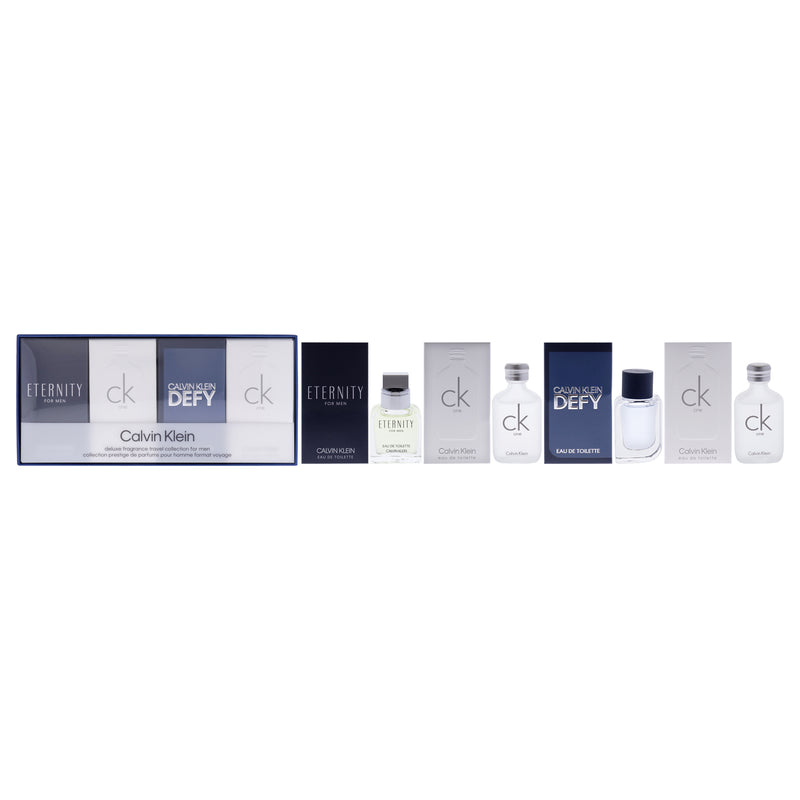 Calvin Klein Calvin Klein Deluxe Fragance Collection Set by Calvin Klein for Men - 4 Pc Gift Set 0.33oz Eternity EDT Spray, 2 x 0.33oz CK One EDT Spray, 0.16oz Defy EDT Spray