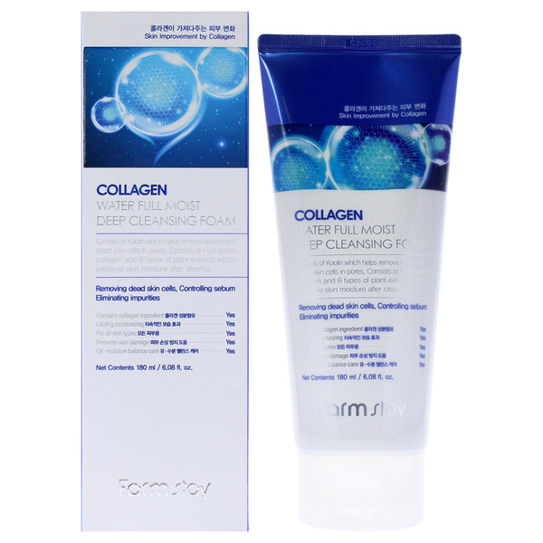 Collagen Water Full Moist Deep Cleansing Foam by FarmStay for Women - 6.08 oz Foam