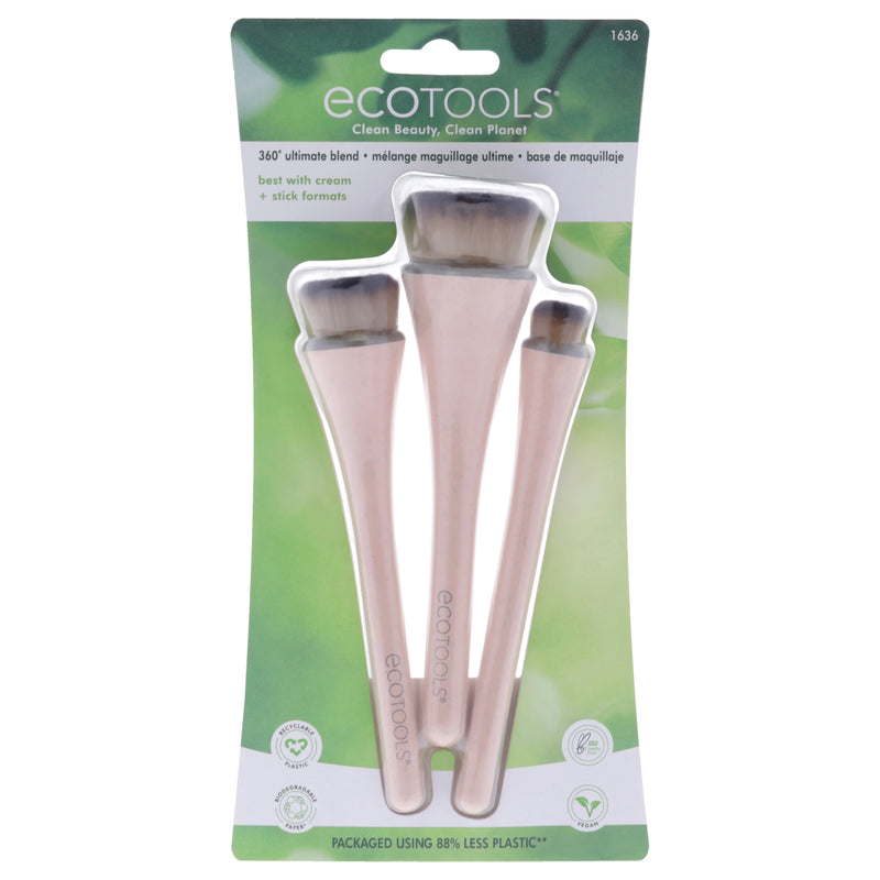 Ecotools 360 Ultimate Blend Brush Kit by Ecotools for Women - 3 Pc Ultimate Buff Brush, Ultimate Pop Brush, Ultimate Cover Brush