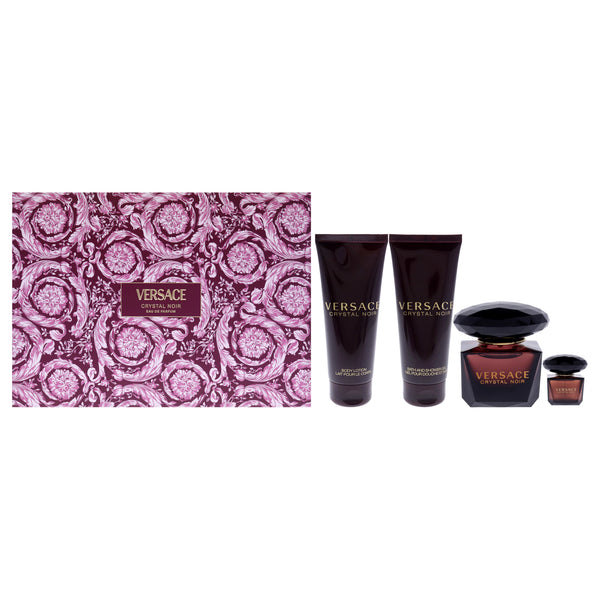 Versace Versace Crystal Noir by Versace for Women - 4 Pc Gift Set 3oz EDP Spray, 0.17oz EDP Spray, 3.4oz Body Lotion, 3.4oz Shower Gel