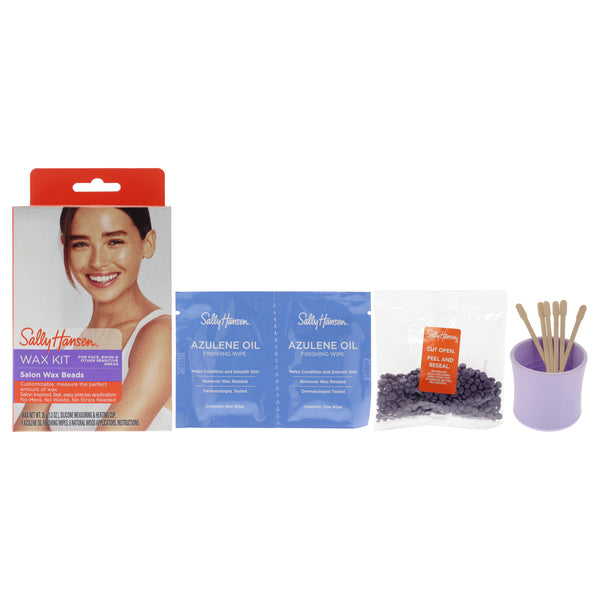 Sally Hansen Salon Wax Beads Kit by Sally Hansen for Women - 14 Pc 4 Azulene Oil Finishing wipes, 6 Natural Woods Applicators, Silicone Measuring, Bag of Wax Beads