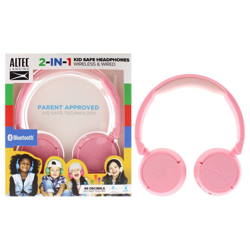 Kid Safe 2-In-1 Bluetooth and Wired Headphones - Pink by Altec Lansing for Kids - 1 Pc Headphones