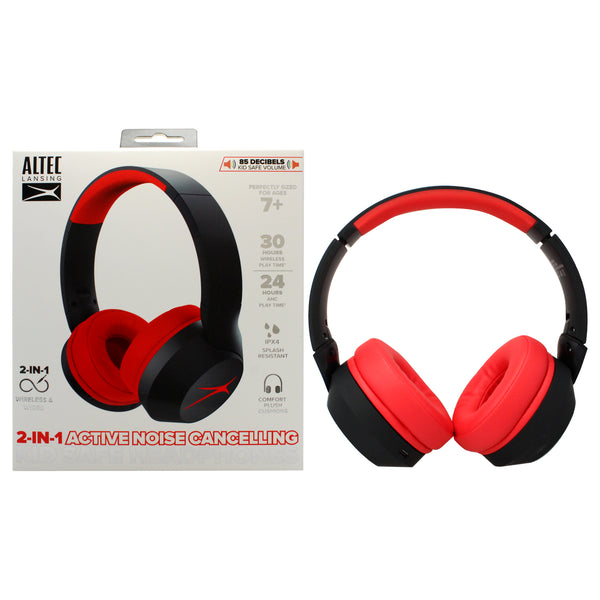 Altec Lansing Kid Safe 2-in-1 ANC Headphones - Blackout Classic Red by Altec Lansing for Kids - 1 Pc Headphones