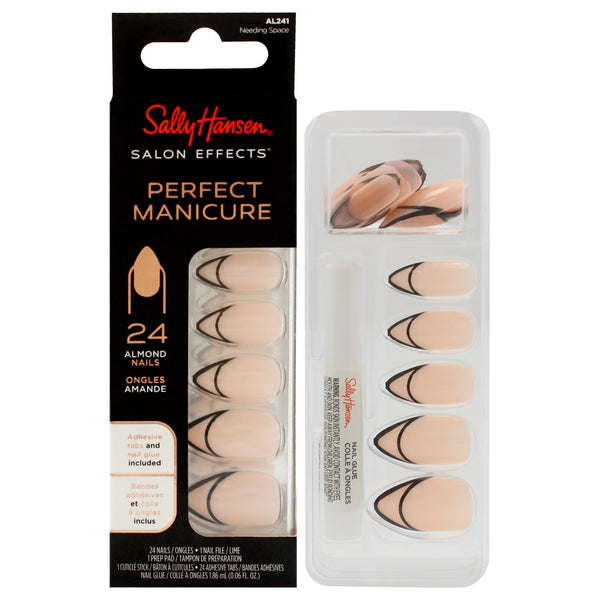 Sally Hansen Salon Effects Perfect Manicure Almond Nails - AL241 Needing Space by Sally Hansen for Women - 52 Pc 24 Nails, 24 Adhesive Tabs, Nail File, Pre Pad, Cuticle Stick, 0.06oz Nail Glue