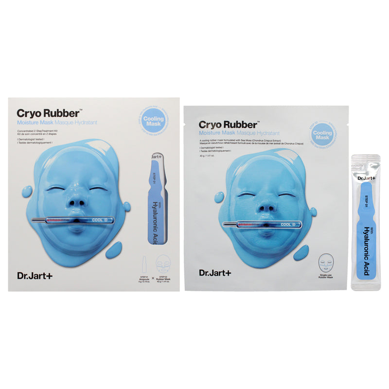 Dr. Jart+ Cryo Rubber Moisture Mask With Hyaluronic Acid by Dr. Jart+ for Unisex - 2 Pc 0.14oz Hyaluronic Acid, 1.41oz Rubber Mask