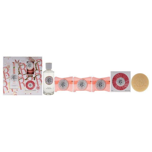 Fleur de Figuier by Roger & Gallet for Unisex - 5 Pc Gift Set 3.3oz Wellbeing Fragrant Water, 3 x 0.88oz Bath Tablets, 1.7oz Wellbeing Soap