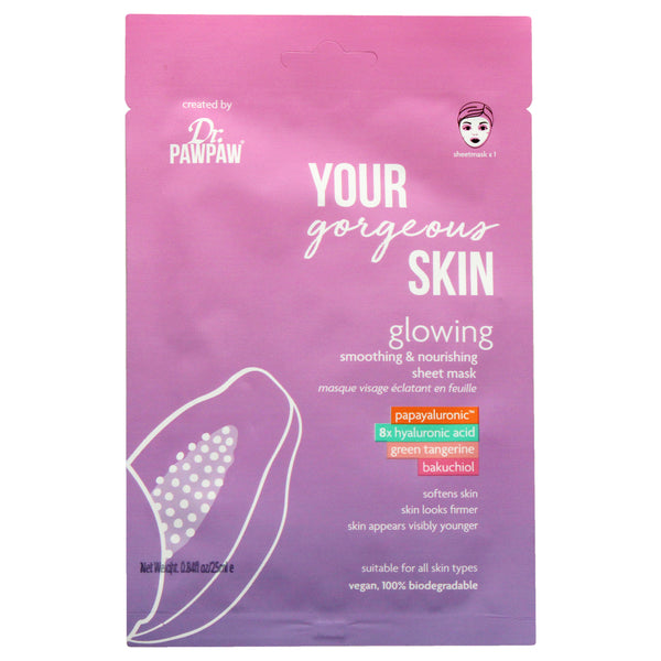 Your Gorgeous Skin Glowing Sheet Mask by Dr. PawPaw for Unisex - 0.84 oz Mask