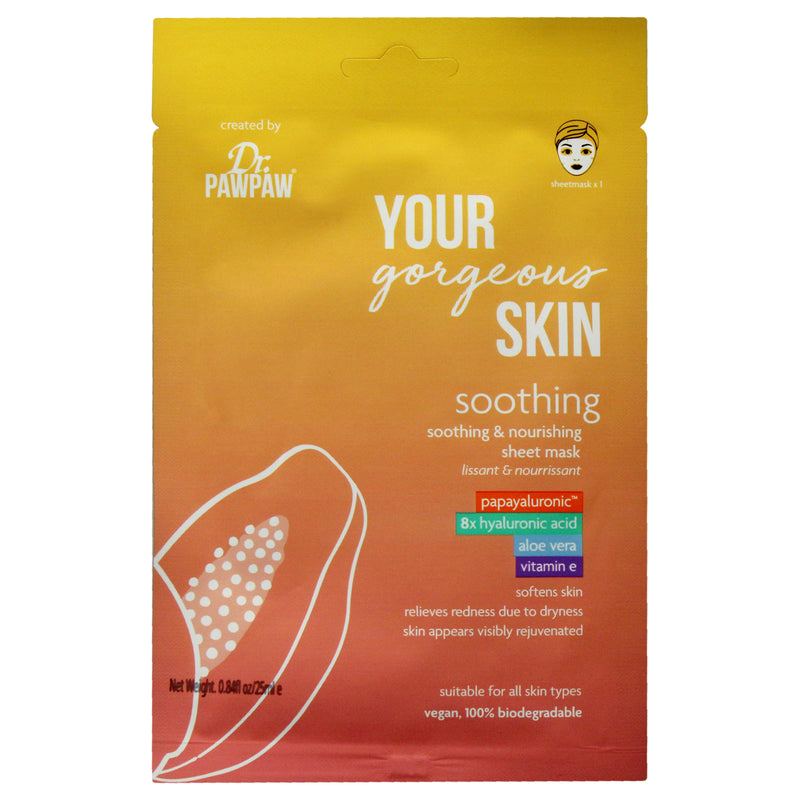 Your Gorgeous Skin Soothing Sheet Mask by Dr. PawPaw for Unisex - 0.84 oz Mask