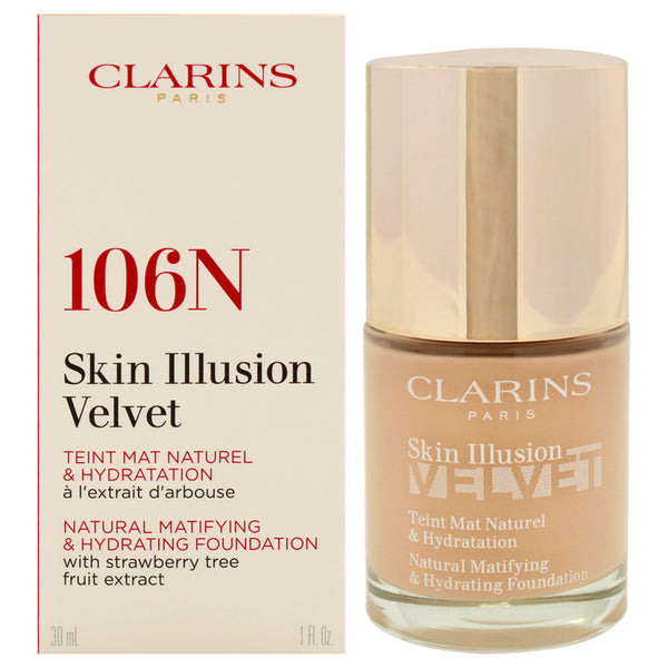 Clarins Skin Illusion Velvet Foundation - 106N Vanilla by Clarins for Women - 1 oz Foundation