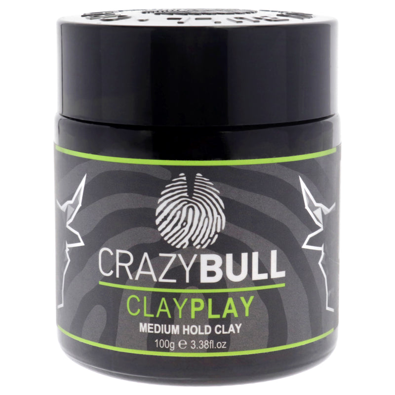 Clay Play Medium Hold Clay by Crazy Bull Hair for Men - 3.38 oz Clay