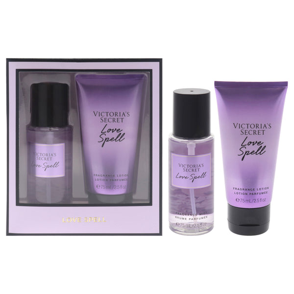 Victoria's Secret Love Spell Set by Victorias Secret for Women - 2 Pc Gift Set 2.5oz Fragrance Mist, 2.5oz Fragrance Lotion