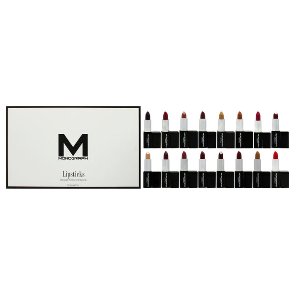 Monograph Collection Cream Lipsticks Portfolio by Artis for Women - 16 Pc 0.1oz Cream Lipstick - Breathless, 0.1oz Cream Lipstick - Quiet, 0.1oz Cream Lipstick - Hush, 0.1oz Cream Lipstick - Topic, 0.1oz Cream Lipstick - Gossip, 0.1oz Cream Lipstick - Sh