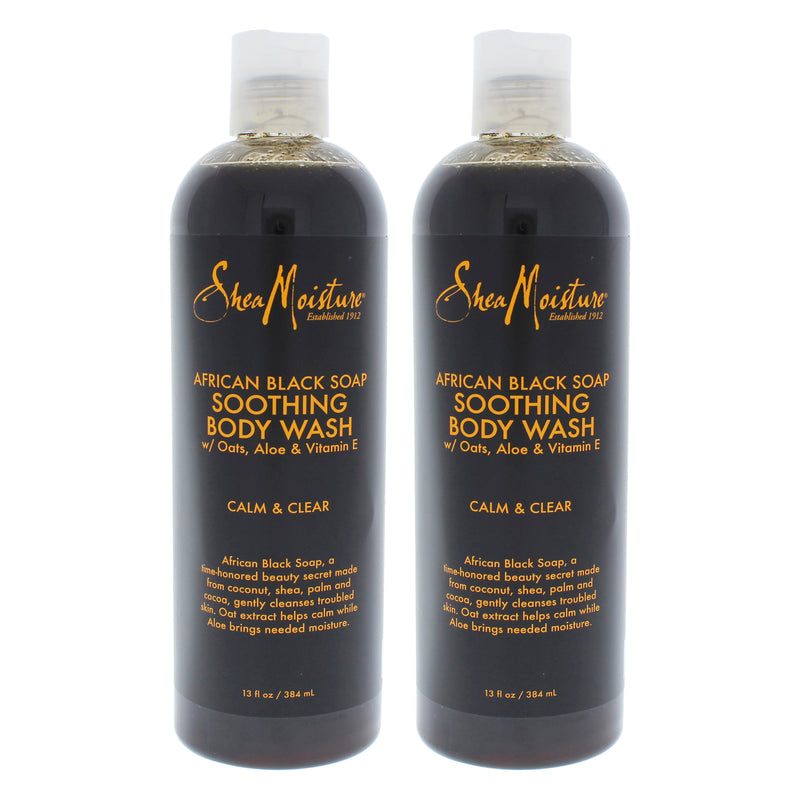 Shea Moisture African Black Soap Soothing Body Wash - Pack of 2 by Shea Moisture for Unisex - 13 oz Body Wash