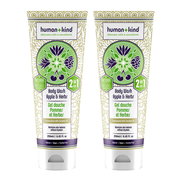 Human+Kind Body Wash - Apple and Herbs - Pack of 2 by Human+Kind for Unisex - 8.45 oz Body Wash