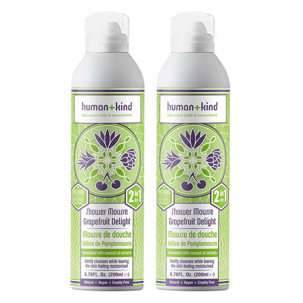 Human+Kind Shower Mousse Bodywash - Grapefruit Delight - Pack of 2 by Human+Kind for Unisex - 6.76 oz Body Wash