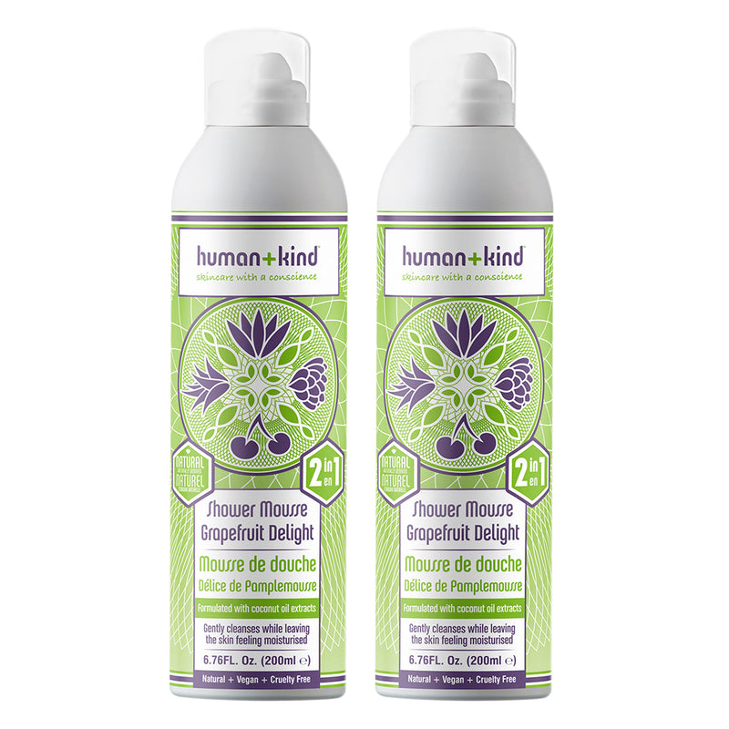 Human+Kind Shower Mousse Bodywash - Grapefruit Delight - Pack of 2 by Human+Kind for Unisex - 6.76 oz Body Wash