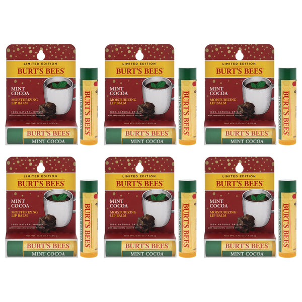 Mint Cocoa Moisturizing Lip Balm Blister by Burts Bees for Unisex - 0.15 oz Lip Balm - Pack of 6