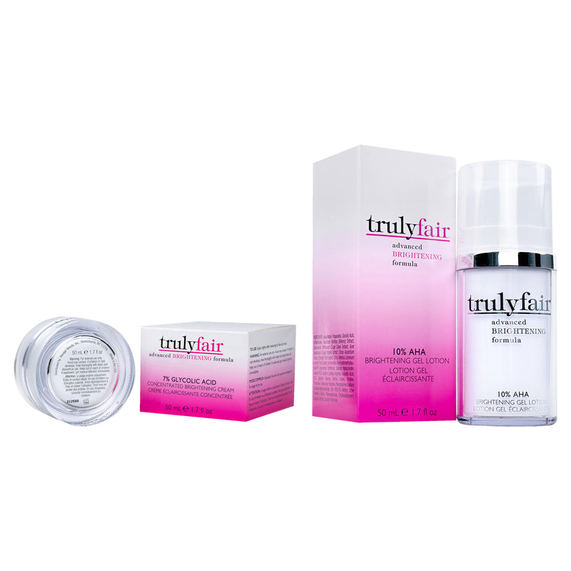 Truly Fair Truly Fair Kit by Truly Fair for Unisex - 2 Pc Kit 1.7oz 10 Percent Aha Brightening Gel Lotion, 1.7oz 7 Percent Glycolic Acid Concentrated Brightening Cream