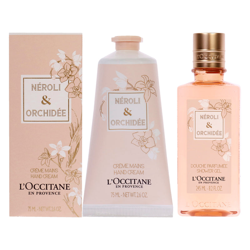 L'Occitane Neroli and Orchidee Hand Cream and Shower Gel Kit by LOccitane for Women - 2 Pc Kit 2.6oz Cream, 8.2oz Shower Gel