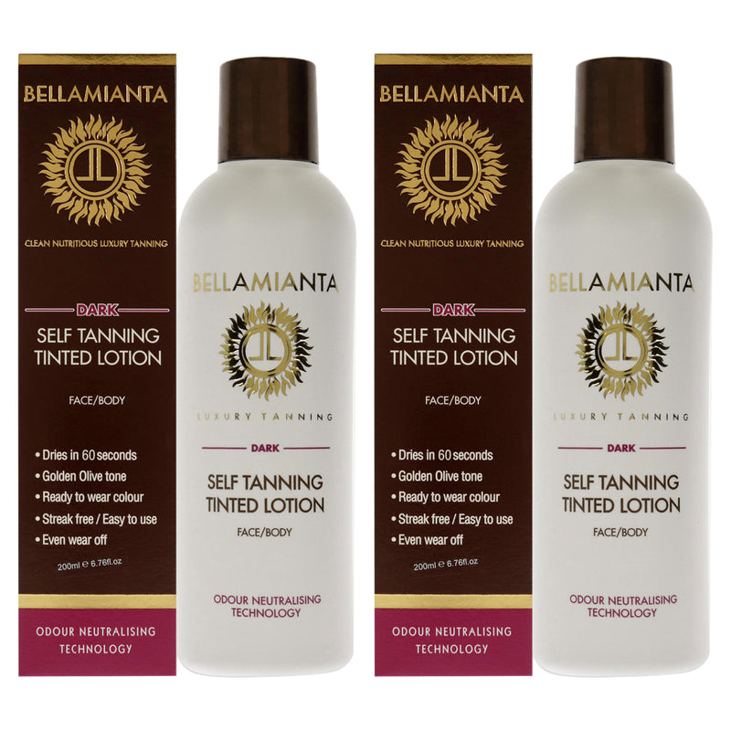 Bellamianta Self-Tanning Tinted Lotion - Dark by Bellamianta for Women - 6.76 oz Bronzer - Pack of 2