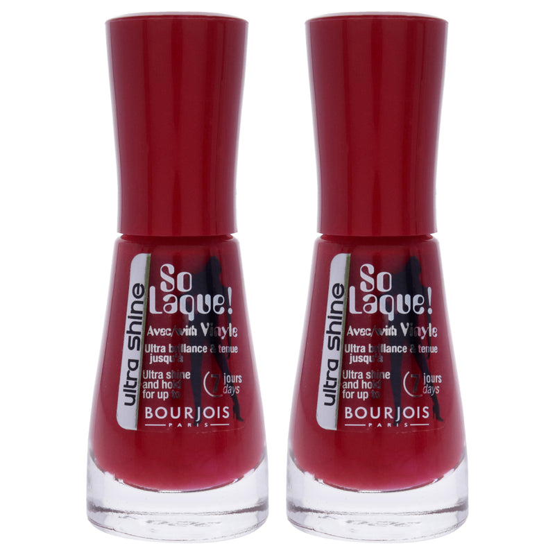 Bourjois So Laque Ultra Shine - 24 Rouge Escarpin by Bourjois for Women - 0.3 oz Nail Polish - Pack of 2