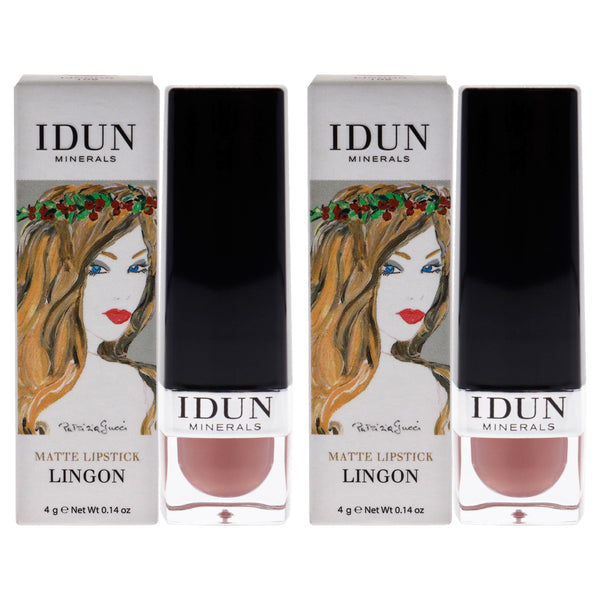 Idun Minerals Matte Lipstick - 109 Lingon by Idun Minerals for Women - 0.14 oz Lipstick - Pack of 2